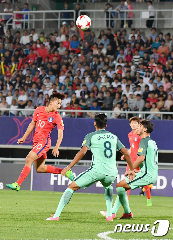 (천안=뉴스1) 임세영 기자 = 30일 오후 충남 천안시 서북구 백석동 천안종합운동장에서 열린 'FIFA U-20 월드컵 코리아 2017' 16강전 대한민국과 포르투갈의 축구 경기 …