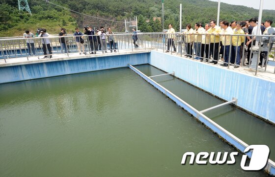 본문 이미지 - 이낙연 국무총리가 지난해 6월21일 오전 대구 매곡 정수장을 찾아 권영진 대구시장 등과 함께 정수시설을 확인하고 있다.2017.6.21/뉴스1 ⓒ News1 이종현 기자