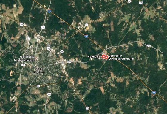 삼성전자가 가전공장 건립을 추진하고 있는 미국 사우스캐롤라이나 뉴베리 지역. 구글 지도 화면 갈무리 © News1
