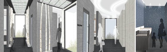 본문 이미지 - 인제 내린천휴게소 화장실 내부. 양양방향(1층)자작나무 컨셉과 서울방향(4층)내린천의 밤하늘 컨셉. (한국도로공사 제공)/뉴스1 ⓒ News1 고재교 기자