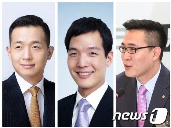 본문 이미지 - 김승연 한화그룹 회장의 아들 3형제. 장남 김동관 한화큐셀 전무(왼쪽), 차남 김동원 한화생명 상무(가운데), 삼남 김동선씨 ⓒ News1
