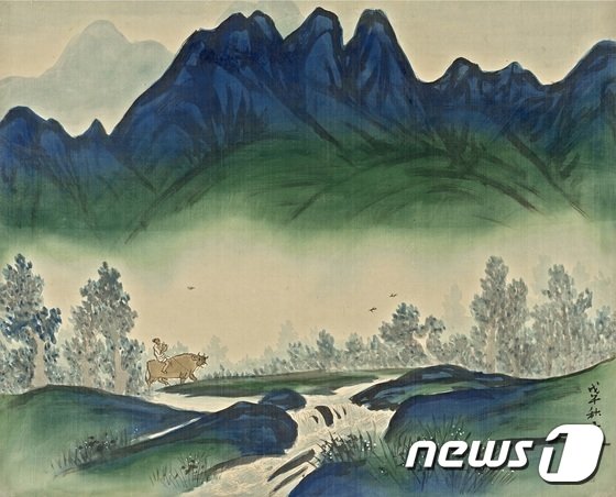 본문 이미지 - 운보 김기창 _청록산수_103&times;83.5cm_비단에 채색 ⓒ News1