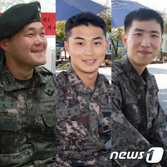 본문 이미지 - 왼쪽부터 35사단 임실2대대 6중대장 김효영 대위(29), 김유빈 상병(22), 이한주 일병(21).(국제구호개발 NGO 굿네이버스 제공) ⓒ News1