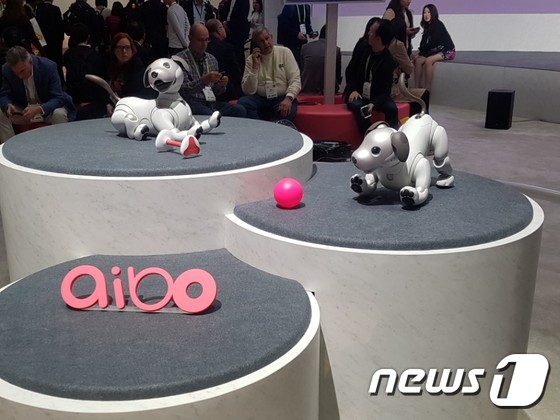 소니가 'CES2018'에서 선보인 강아지로봇 '아이보'. © News1 장은지 기자