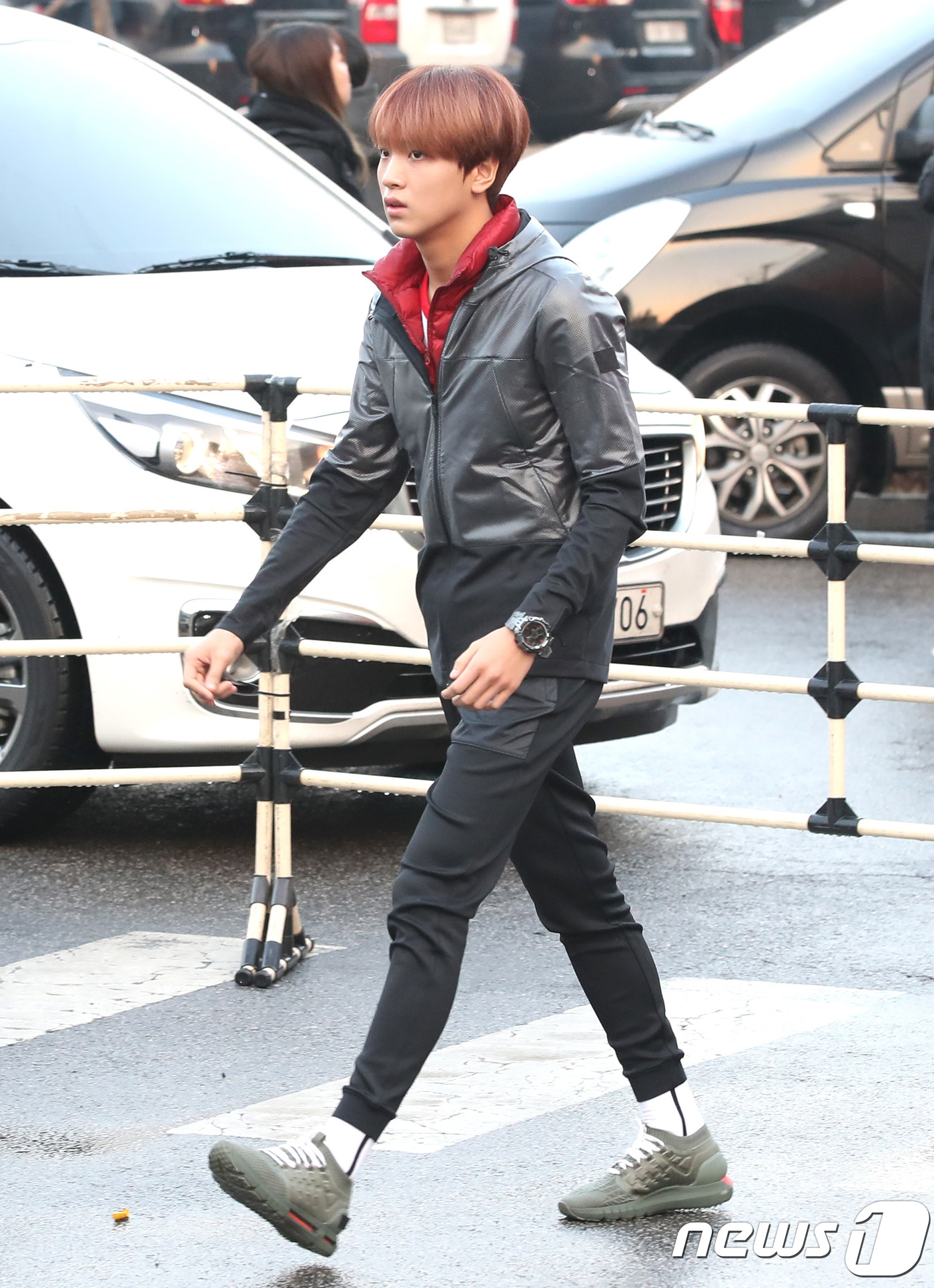 (고양=뉴스1) 권현진 기자 = NCT127 해찬이 15일 오전 고양체육관에서 열리는 MBC 설특집 ‘2018 아이돌스타 육상 볼링 양궁 리듬체조 에어로빅 선수권대회’(아육대) 녹 …