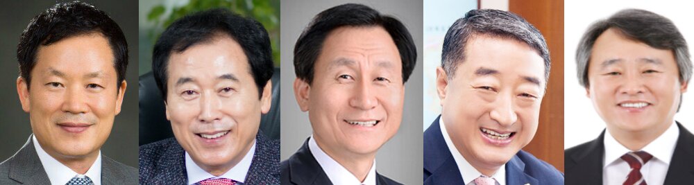 본문 이미지 - 부산 해운대구청장 후보군. 왼쪽부터 홍순헌 부산대 교수( 민주당). 백선기 해운대구청장, 강무길 부산시의원, 최준식 부산시의원(이상 한국당). 정성철 해운대구의회 의장(바른정당).  ⓒ News1