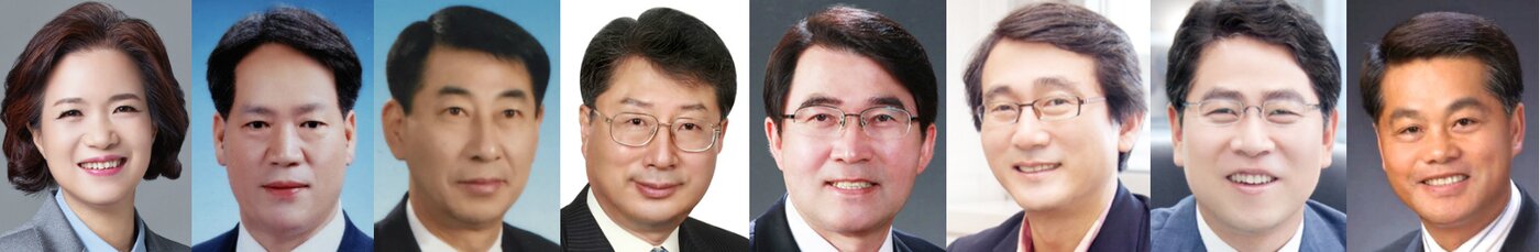 본문 이미지 - 부산 수영구청장 후보군. 왼쪽부터 김혜경 위원장, 문병각 부위원장, 이순섭 교수, 이남중 부위원장, 황진수 회장(이상 민주당). 강성태 시의원, 전봉민 시의원(이상 한국당). 김종문 전 의원(국민의당). ⓒ News1
