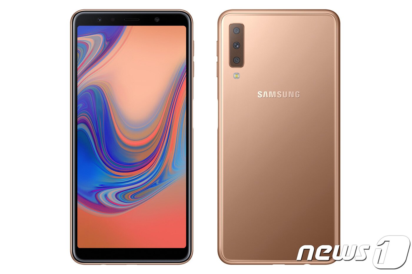 본문 이미지 - 뒷면 트리플카메라가 탑재된 갤럭시A7.  (삼성전자 제공) 2018.10.23/뉴스1