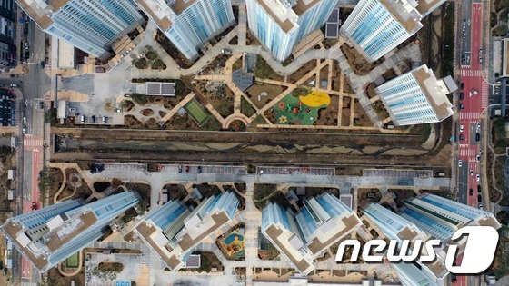 청주TP 내 우방아이유쉘 단지 상공 촬영 사진. (입주민 제공) © News1