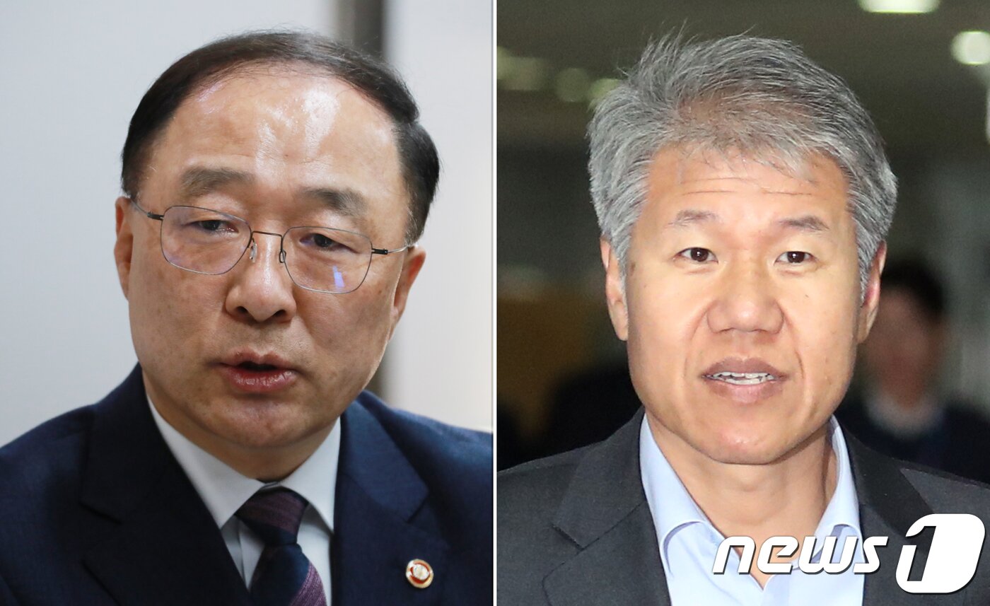본문 이미지 - 문재인 대통령이 9일 '경제 투톱'인 김동연 경제부총리 겸 기획재정부 장관과 장하성 청와대 정책실장을 동시에 전격 경질했다. 김 부총리와 장 실장 후임으로는 각각 홍남기 국무조정실장(58·왼쪽)과 김수현 사회수석(56)이 내정 및 임명됐다. (뉴스1 DB) 2018.11.9/뉴스1 ⓒ News1 이동원기자,김명섭 기자