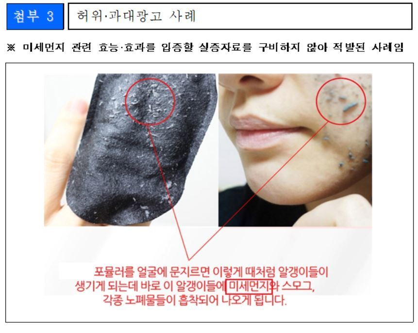 본문 이미지 - 식약처가 공개한 미세먼지 차단·세정 허위 과대광고 사례 ⓒ News1