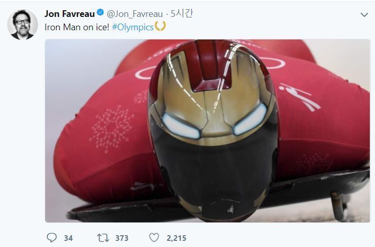 본문 이미지 - 아이언맨 영화 감독인 존 파브로가 17일 자신의 SNS를 통해 윤성빈의 금메달을 축하했다. (존 파브로 SNS 캡처). ⓒ News1