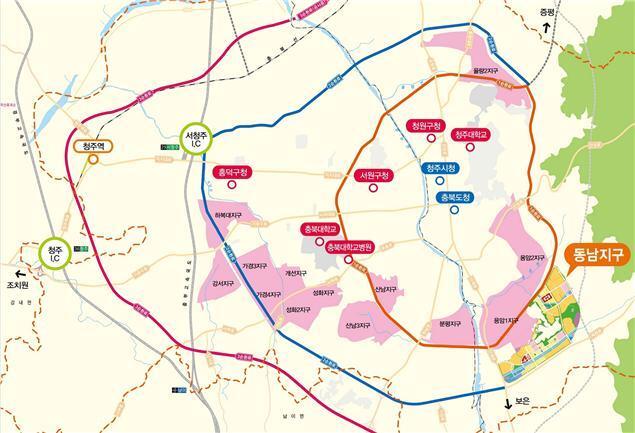 본문 이미지 - 청주동남지구 위치도(LH 제공)ⓒ News1