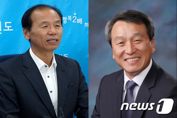 본문 이미지 - 6·13 지선 강원도지사 후보. 왼쪽부터 최문순 현 강원지사, 정창수 전 한국관광공사 사장. ⓒ News1
