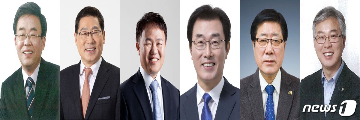본문 이미지 - 6·13 지선 춘천시장 예비후보. 왼쪽부터 강청룡, 안중기, 이재수, 정재웅, 최동용, 황찬중. ⓒ News1 서근영 기자