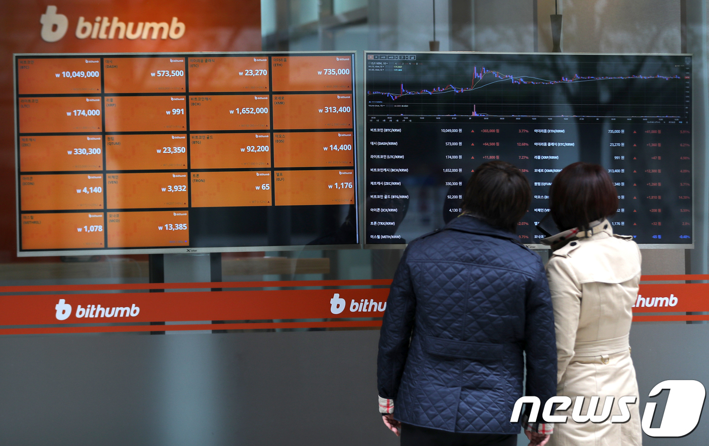1천만원대 회복한 비트코인, 시세 살피는 시민들 - 뉴스1