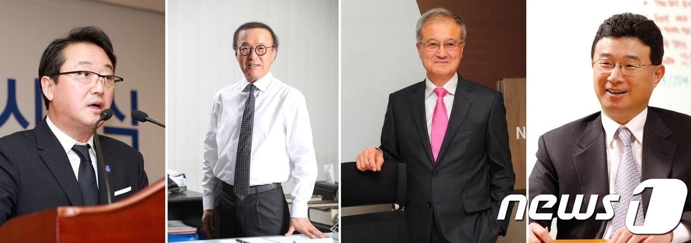 본문 이미지 - 왼쪽부터 이웅열 코오롱회장, 윤윤수 휠라코리아 회장, 성기학 영원무역 회장, 구본걸 LF 회장ⓒ News1