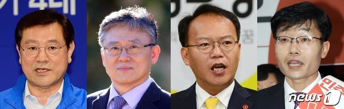 본문 이미지 - 6·13지방선거 광주시장 후보들. 왼쪽부터 더불어민주당 이용섭, 바른미래당 전덕영, 정의당 나경채, 민중당 윤민호 예비후보.2018.5.24/뉴스1 ⓒ News1 박준배 기자