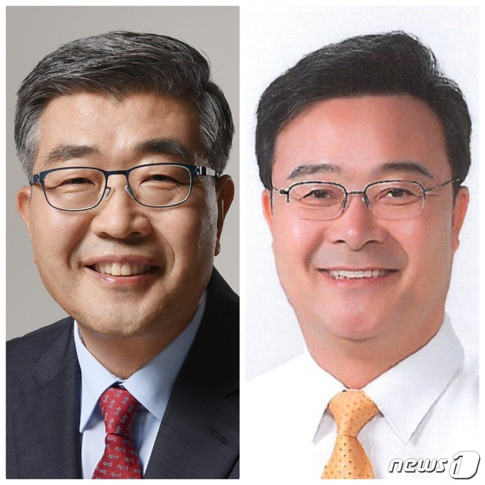 본문 이미지 - 원경희 후보(왼쪽)과 김성제 후보ⓒ News1
