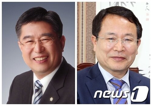 본문 이미지 - 왼쪽부터 김영배 더불어민주당 익산시장 후보, 정헌율 민주평화당 익산시장 후보 ⓒ News1 박슬용 기자