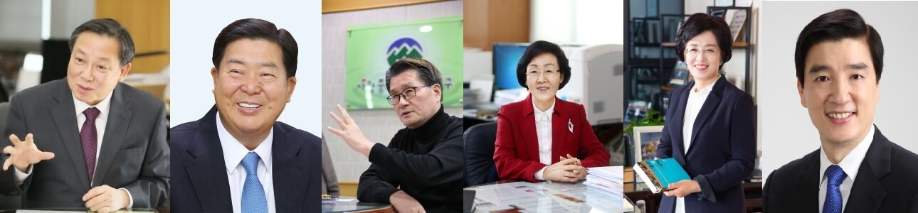 본문 이미지 - 왼쪽부터 차성수 금천구청장, 조길형 영등포구청장, 유종필 관악구청장, 신연희 강남구청장, 박춘희 송파구청장, 이해식 강동구청장ⓒ News1