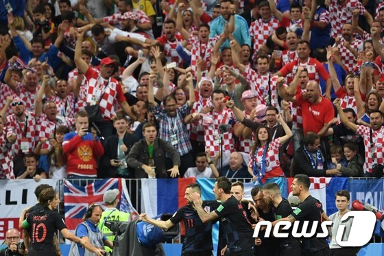 크로아티아가 잉글랜드를 꺾고 사상 첫 월드컵 결승진출에 성공했다. 그야말로 정신력의 승리였다. © AFP=News1