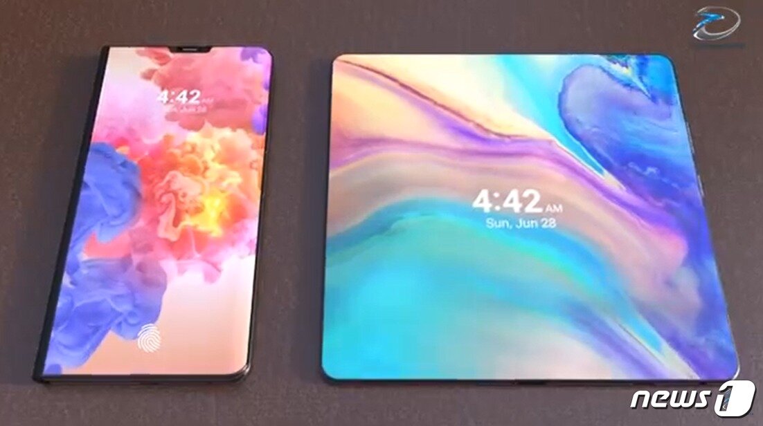 본문 이미지 - 화웨이 폴더블폰 예상도. (테크콘피겨레이션 유튜브 영상 캡처) ⓒ News1