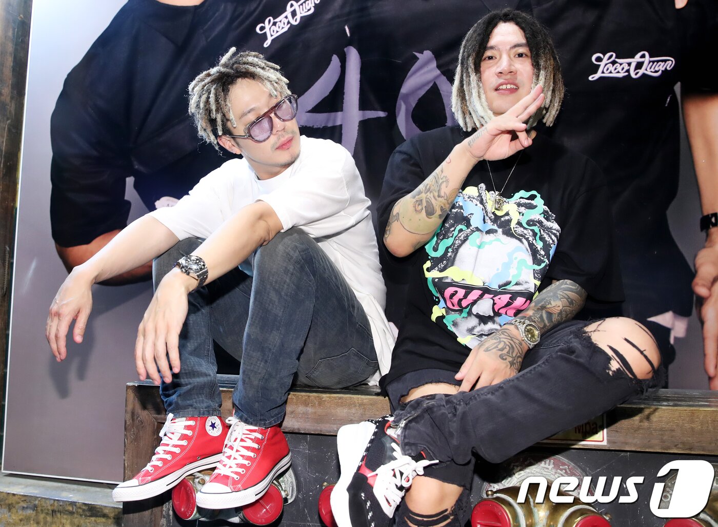 본문 이미지 - 2018.7.25.서울 홍대 하하김종국의 401. 레게 강 같은 평화 하하, 스컬(오른쪽) 인터뷰. ⓒ News1 권현진 기자