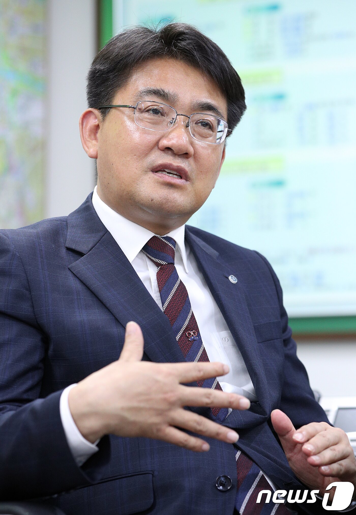 본문 이미지 - 오승록 노원구청장이 5일 오후 서울 노원구청 집무실에서 뉴스1과 인터뷰를 하고 있다. 2018.7.5/뉴스1 ⓒ News1 신웅수 기자