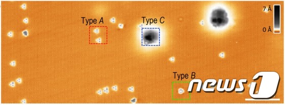 주사터널링현미경(STM)으로 관찰한 원자층 2차원 반도체의 모습(IBS 제공)© News1