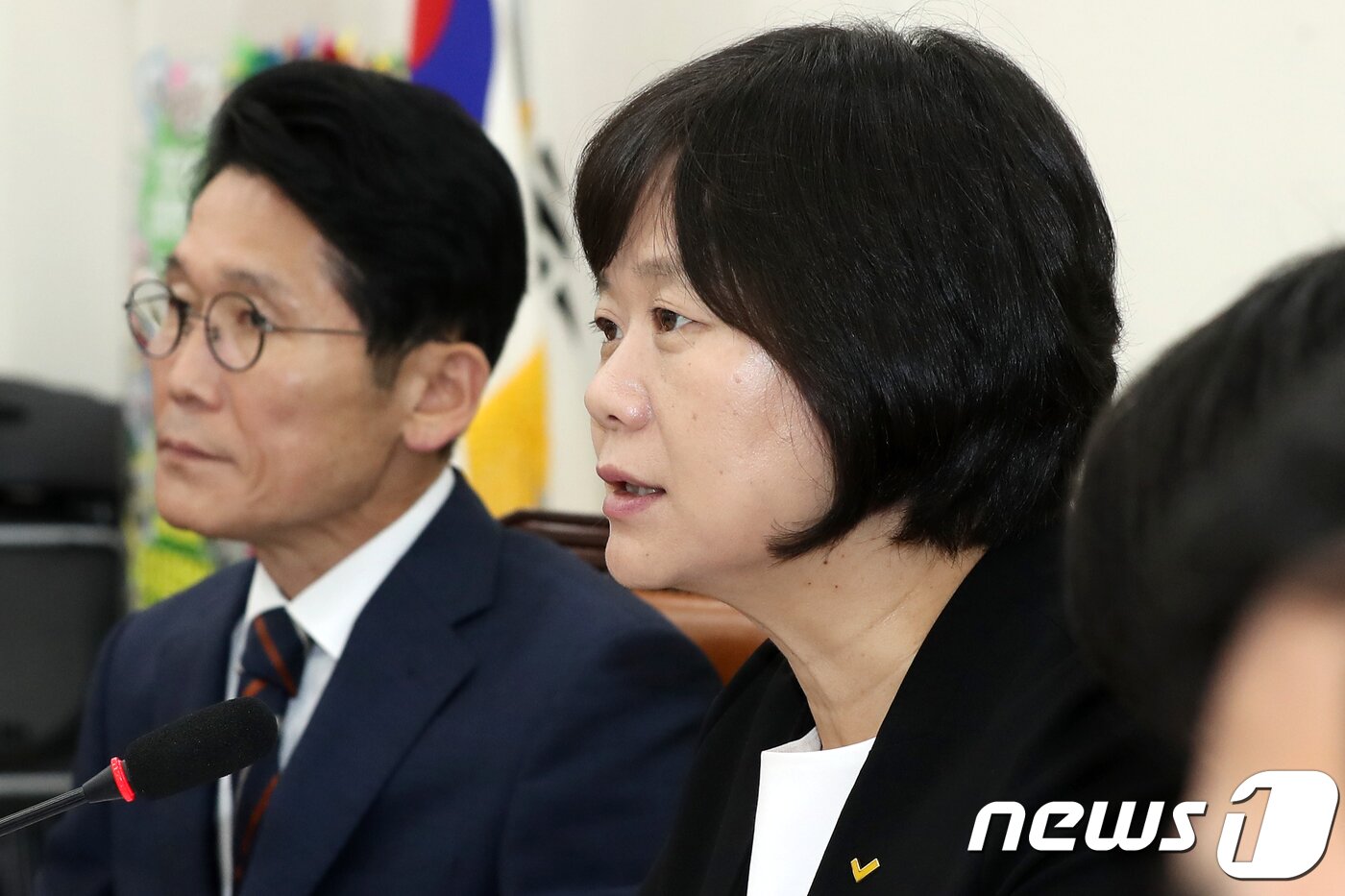 본문 이미지 - 이정미 정의당 대표가 17일 오전 서울 여의도 국회에서 열린 상무위원회에 참석해 모두발언을 하고 있다. 2018.9.17/뉴스1 ⓒ News1 민경석 기자