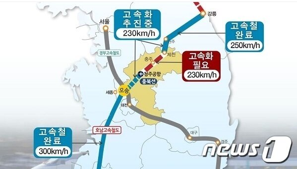 본문 이미지 - 충북선 고속화 사업 계획도.ⓒ 뉴스1