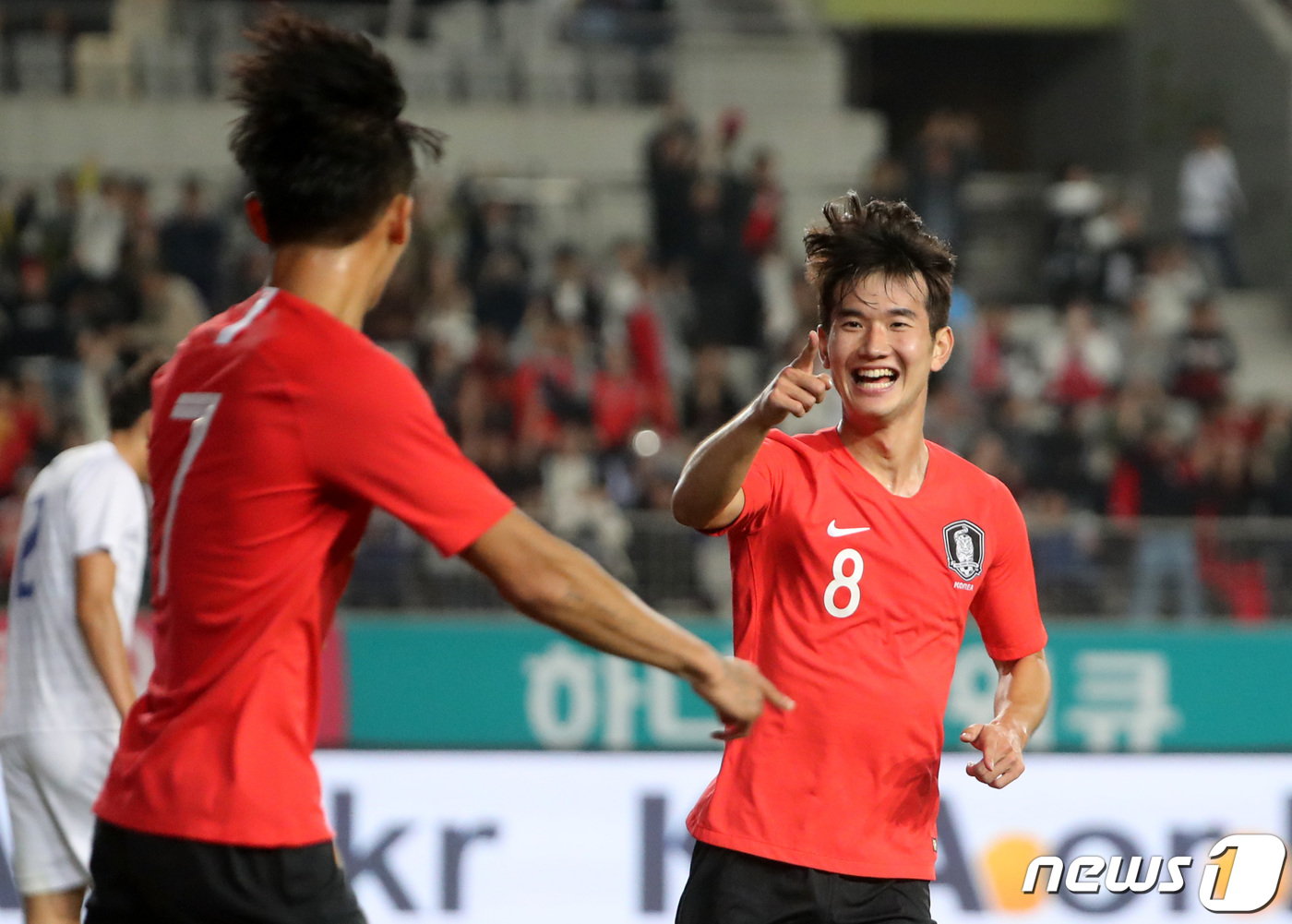 (화성=뉴스1) 조태형 기자 = U-22 축구대표팀 김진규가 11일 오후 경기도 화성시 향남읍 화성종합경기타운에서 열린 올림픽대표팀 평가전 대한민국과 우즈베키스탄의 경기에서 대한민 …