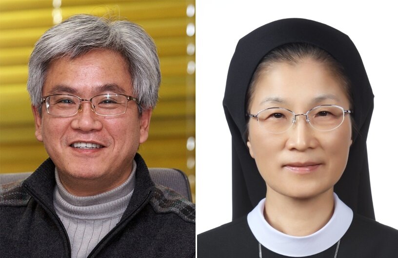 본문 이미지 - 임대식 한국과학기술원 생명과학과 교수&#40;왼쪽&#41;와 용진선 수녀.&#40;천주교 서울대교구 제공&#41;ⓒ 뉴스1