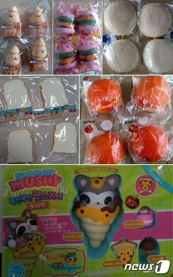 본문 이미지 - 3세 이하 어린이에 위해우려 수준으로 휘발성유기화합물방출한 제품 사진(6개)ⓒ 뉴스1