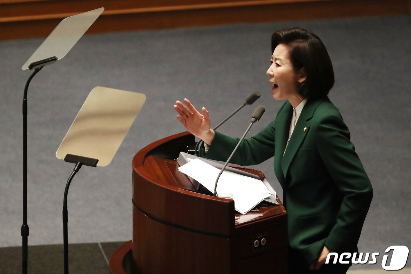 본문 이미지 - 나경원 자유한국당 원내대표가 12일 오전 서울 여의도 국회 본회의장에서 열린 제367회 제3차 임시회 본회의에서 교섭단체 대표연설을 하고 있다. 2019.3.12/뉴스1 ⓒ News1 임세영 기자