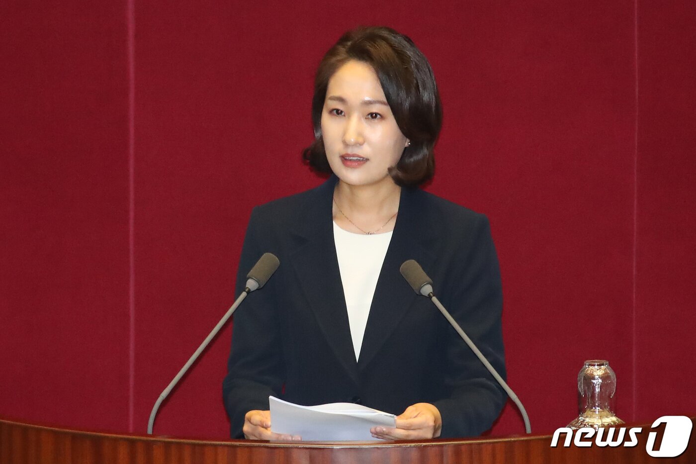 본문 이미지 - 김수민 바른미래당 의원이 22일 오후 서울 여의도 국회 본회의장에서 열린 제367회국회(임시회) 제8차 본회의에서 교육·사회·문화 분야 대정부질문을 하고 있다. 2019.3.22/뉴스1 ⓒ News1 임세영 기자