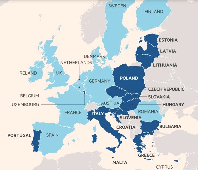 본문 이미지 - 짙은 색은 일대일로 MOU 체결국, 옅은 색은 비체결국. - FT 갈무리
