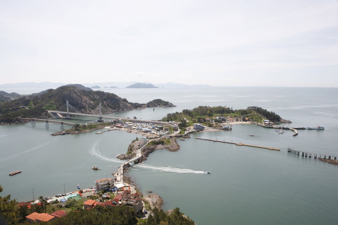 본문 이미지 - 대장봉에서 본 고군산군도와 다리들 전경