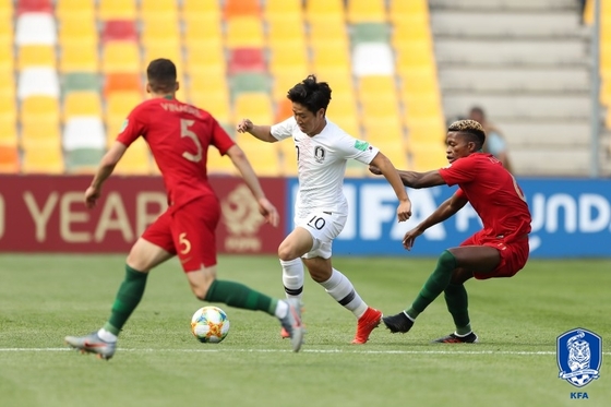 정정용 감독이 이끄는 U-20 대표팀이 포르투갈과의 1차전에서 0-1로 석패했다. (대한축구협회 제공) © 뉴스1