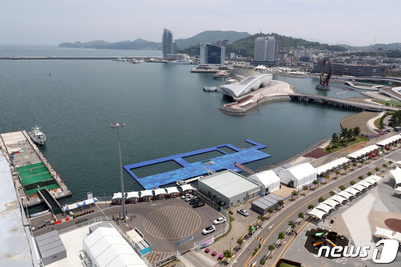 본문 이미지 - 전남 여수엑스포해양공원에 위치한 오픈워터 수영 경기장. 2019.6.13/뉴스1 ⓒ News1 황희규 기자