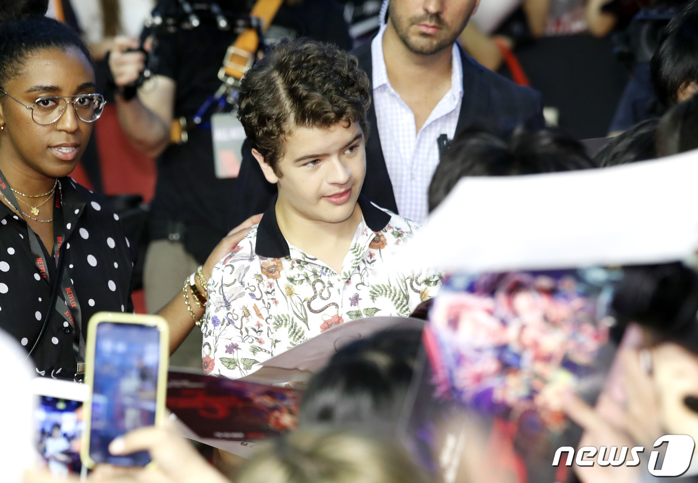 (서울=뉴스1) 권현진 기자 = 배우 게이튼 마타라조가 20일 오후 서울 영등포 타임스퀘어에서 열린 넷플릭스(Netflix)의 대표 인기 시리즈 ‘기묘한 이야기 3’ 내한 기념 레 …