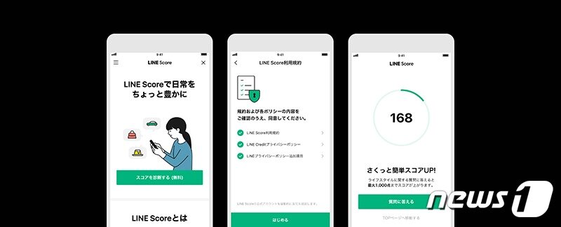 본문 이미지 - 개인 신용 평가 서비스 '라인 스코어'. ⓒ 뉴스1