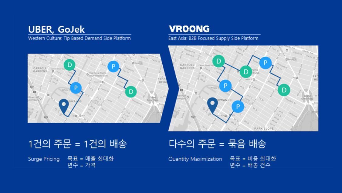 본문 이미지 - 효율적인 배송경로를 제안하는 부릉 서비스.  ⓒ 뉴스1(메쉬코리아 제공)