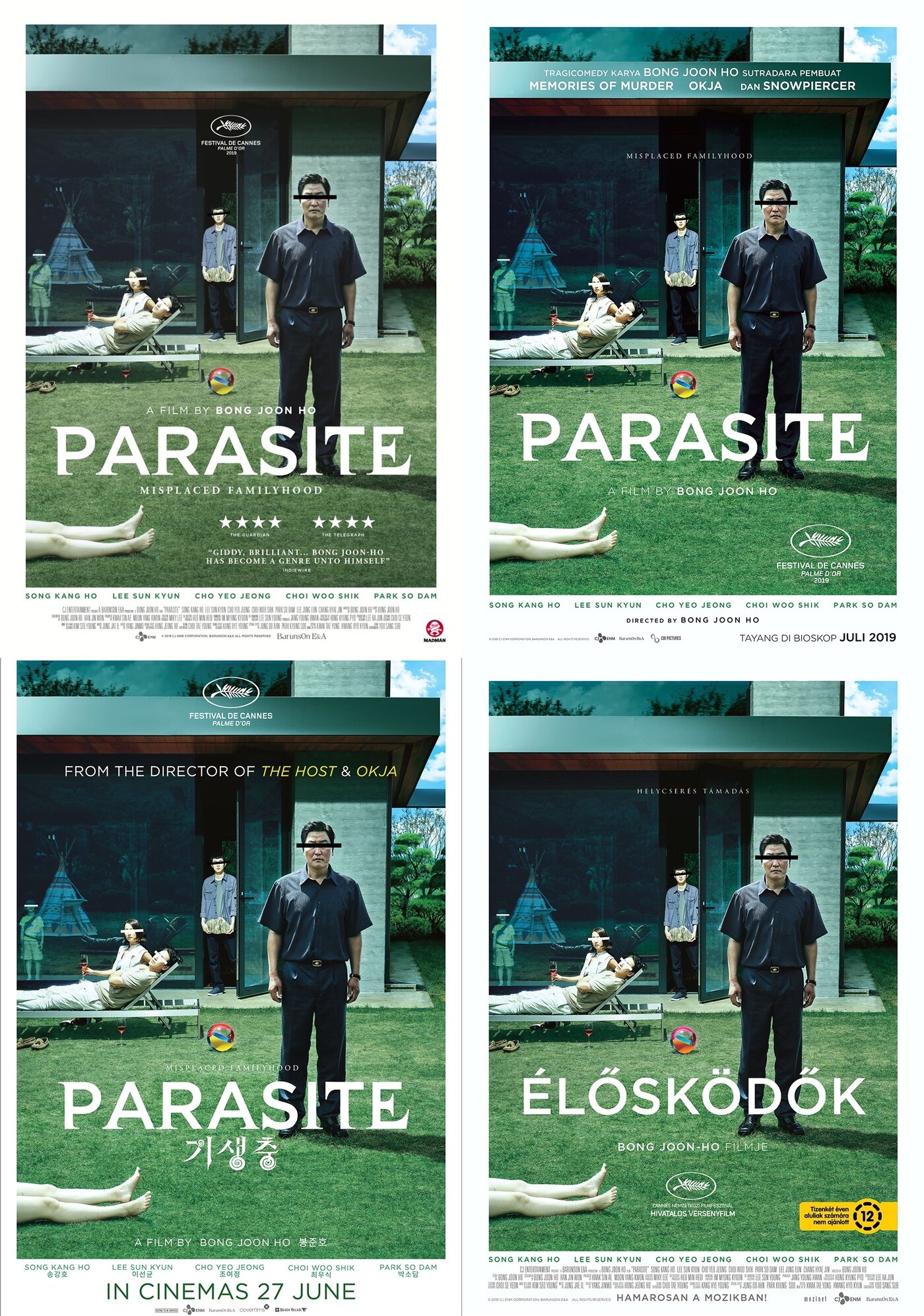 본문 이미지 - (왼쪽부터) 호주 및 뉴질랜드, 인도네시아, 싱가포르 및 말레이시아, 헝가리 '기생충' 포스터 ⓒ 뉴스1