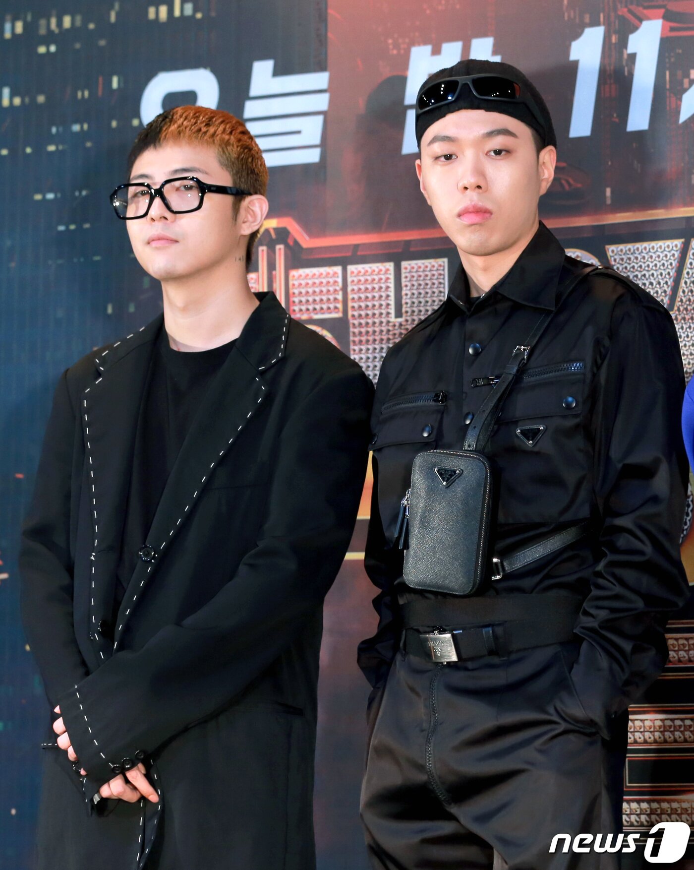 본문 이미지 - 래퍼 기리보이, 비와이(오른쪽)가 26일 오전 서울 마포구 상암동 CJ ENM에서 열린 Mnet '쇼미더머니8' 제작 발표회에 참석해 포즈를 취하고 있다. 2019.7.26/뉴스1 ⓒ News1 권현진 기자