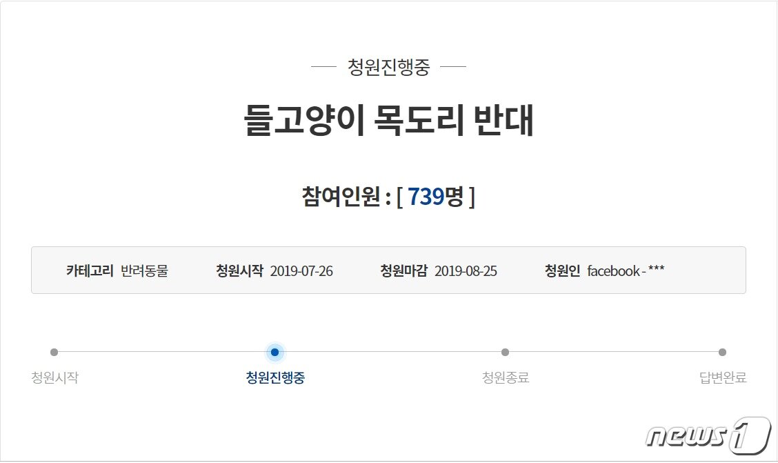 본문 이미지 - 들고양이 목도리를 반대하는 국민청원 ⓒ 뉴스1