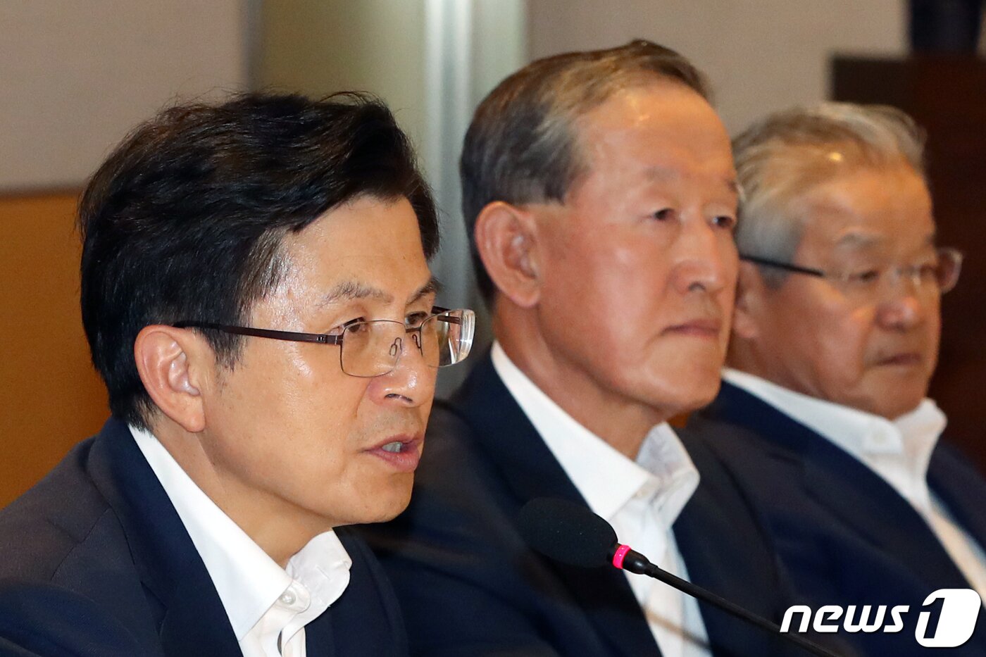 본문 이미지 - 황교안 자유한국당 대표가 22일 서울 여의도 전경련회관에서 열린 전국경제인연합회-자유한국당 정책간담회에서 발언하고 있다. 2019.8.22/뉴스1 ⓒ News1 이종덕 기자