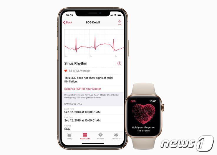 본문 이미지 - 지난해 9월 발매됐지만, 한국에서는 ECG 측정 기능을 사용하지 못하는 애플의'애플워치4' (애플 홈페이지 갈무리) ⓒ 뉴스1