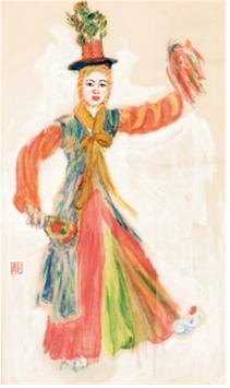 본문 이미지 - 우메하라 류자부로, 무당춤을 추는 최승희, color on paper, 87&times;51㎝, 1941.(케이옥션 제공)ⓒ 뉴스1